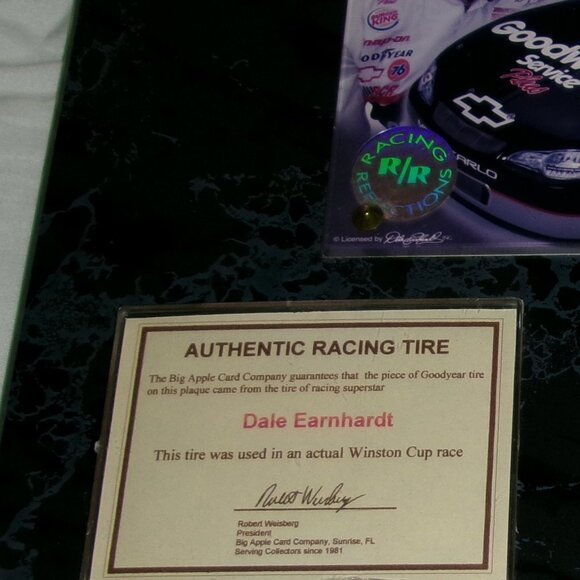 Dale Earnhardt NASCAR Plaque with Authentic Tire Piece - Picture 3 of 5